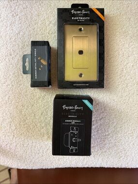 BUSTER + PUNCH *New* 1G Dimmer Switch Bundle | Brass Knurled Cross Knob